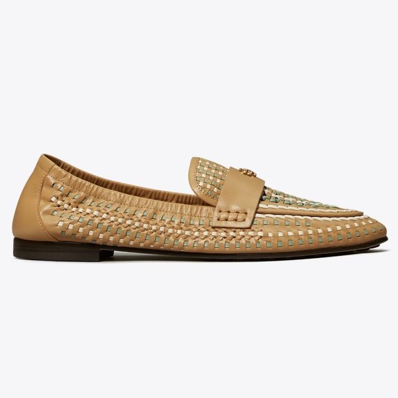 Tory Burch $348 Woven Ballet Loafer Flats Tan Blue SUPER COMFY! - Picture 7 of 16